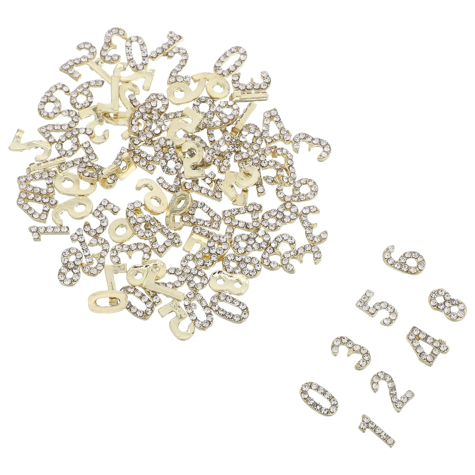 100Pcs Rhinestone Numbers Nail Art Charms Luxury Flatback Nail Decorations Number Shaped Charms Nails Jewelry Accessories