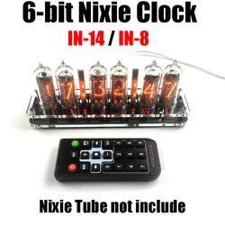 6-bit Nixie Clock IN8 IN14 Tube Clock Base TYPE-C USB POWER IN-14 IN-8 Glow Tube Digital Display Clock Remote Control