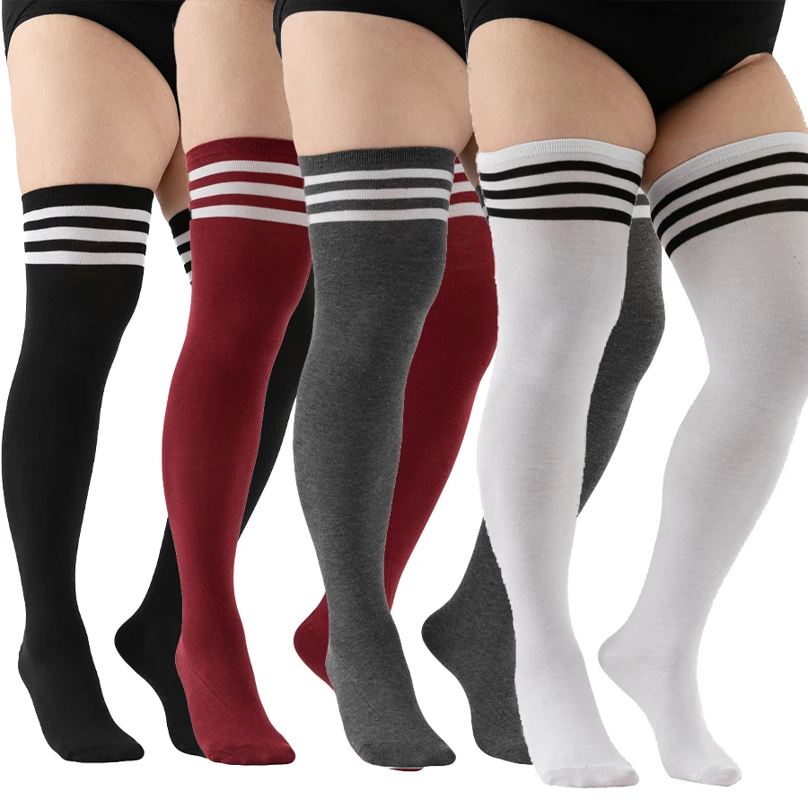 حجم كبير جوارب الفخذ العليا حتى 200 رطل مخطط فوق الركبة جوارب طويلة التمهيد عالية جوارب أنبوبية تدفئة الساق للتأثيري والمارس الرياضية