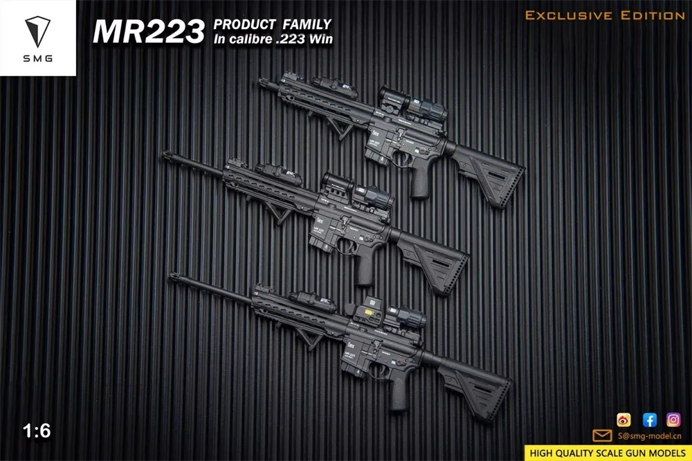 

1/6 EASY&SIMPLE ES SMG ES MR223 Mini Weapon Toys Model A3 Series PVC Material Clips Sight Not Real For 12" Doll Scene Component