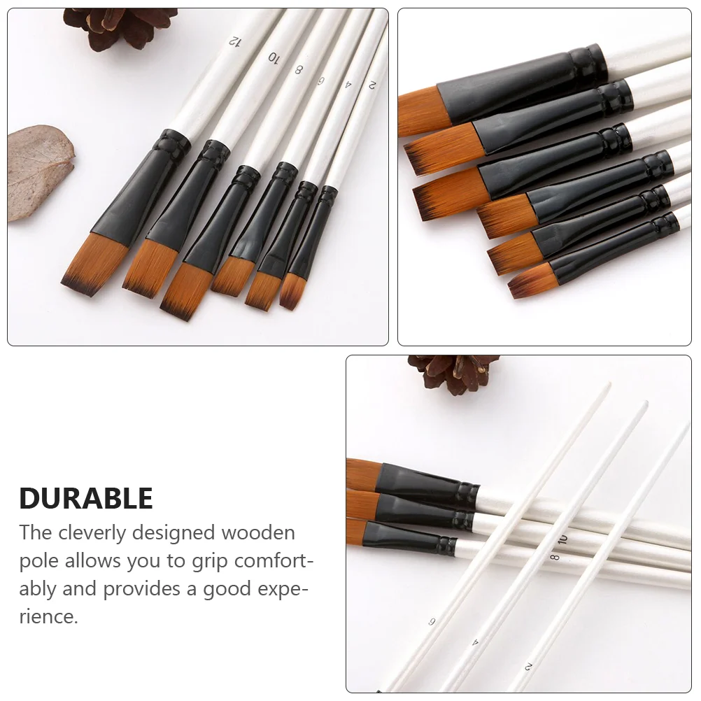 6 Pcs Nylon Brush Set Painting Drawing Miniature Supplies Dual Color Hair Pens