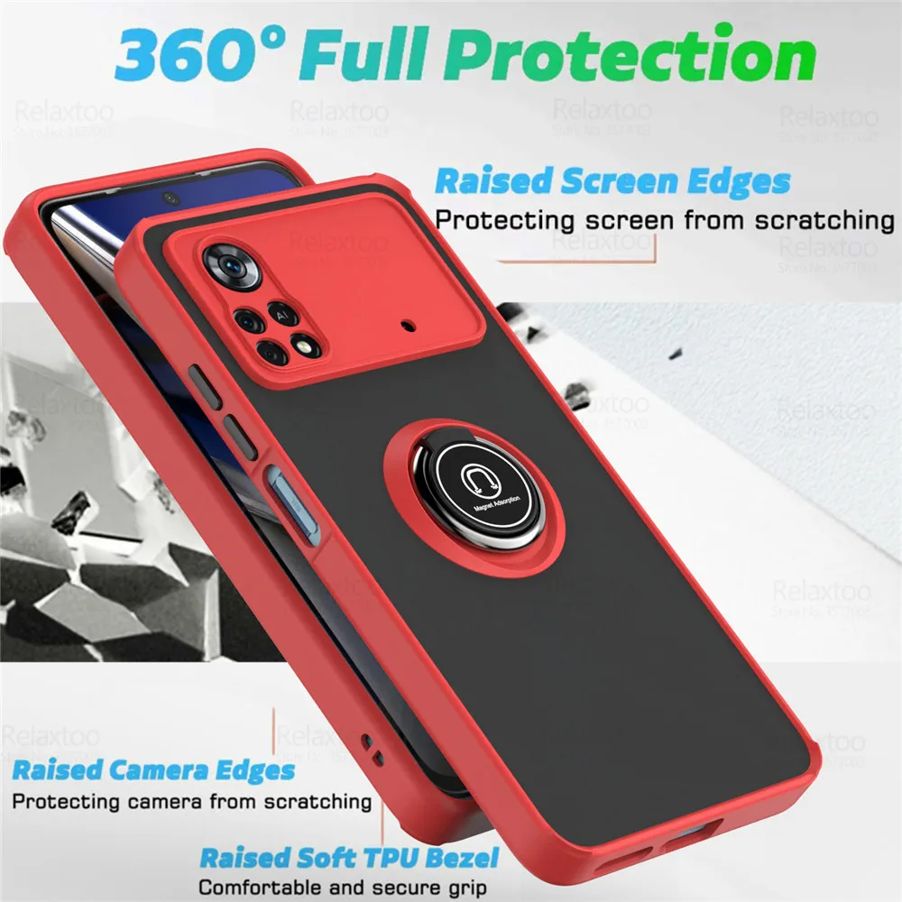 PocoX4 Pro 5G Case Car Magnetic Holder Stand Matte Armor Cover For Xiaomi Poco X4Pro Pocco X4 PocoX4Pro NFC Camera Protect Coque