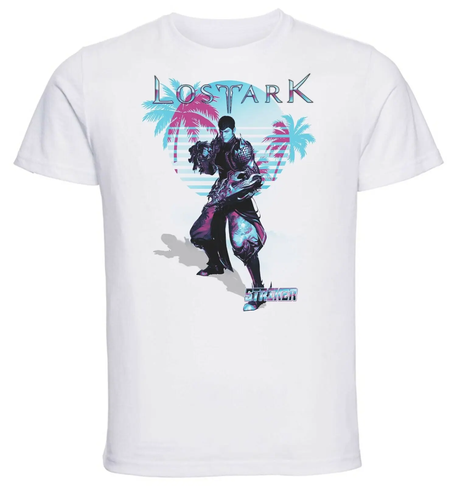 White T-Shirt - White Knit - Vaporwave Lost Ark - Striker-