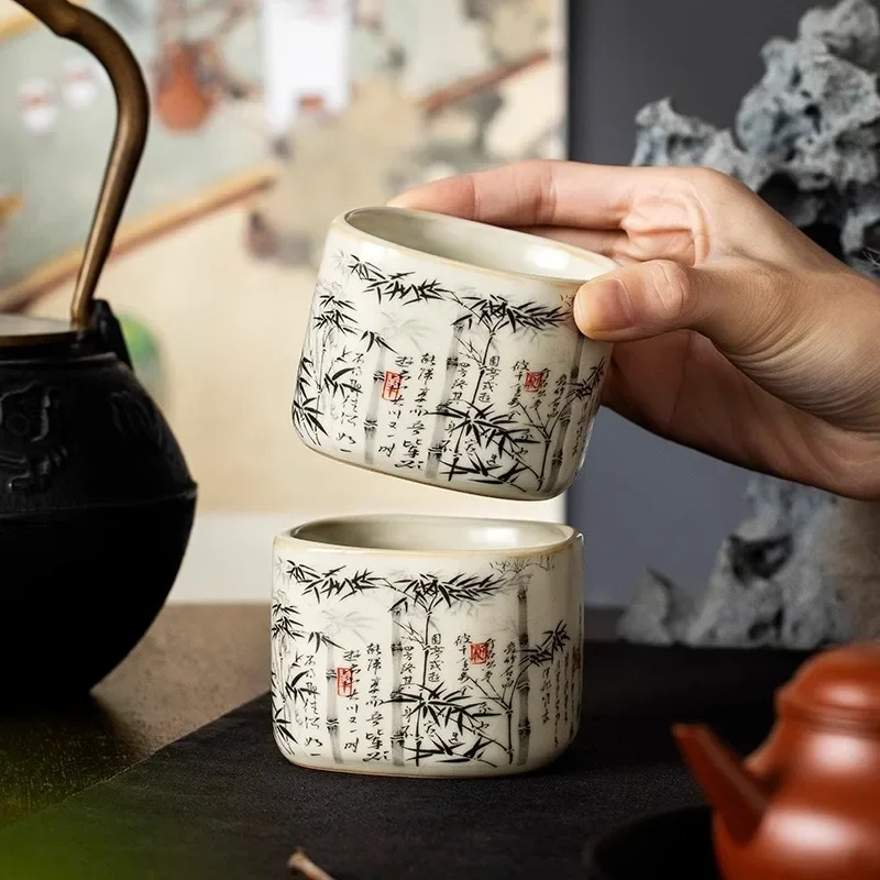 120 مللي كوب شاي صيني من الخيزران رو ياو سيراميك افتتاح أصفر جميل فنجان شاي الزهور أدوات الشاي كوب رئيسي طقم شاي الكونغفو #3