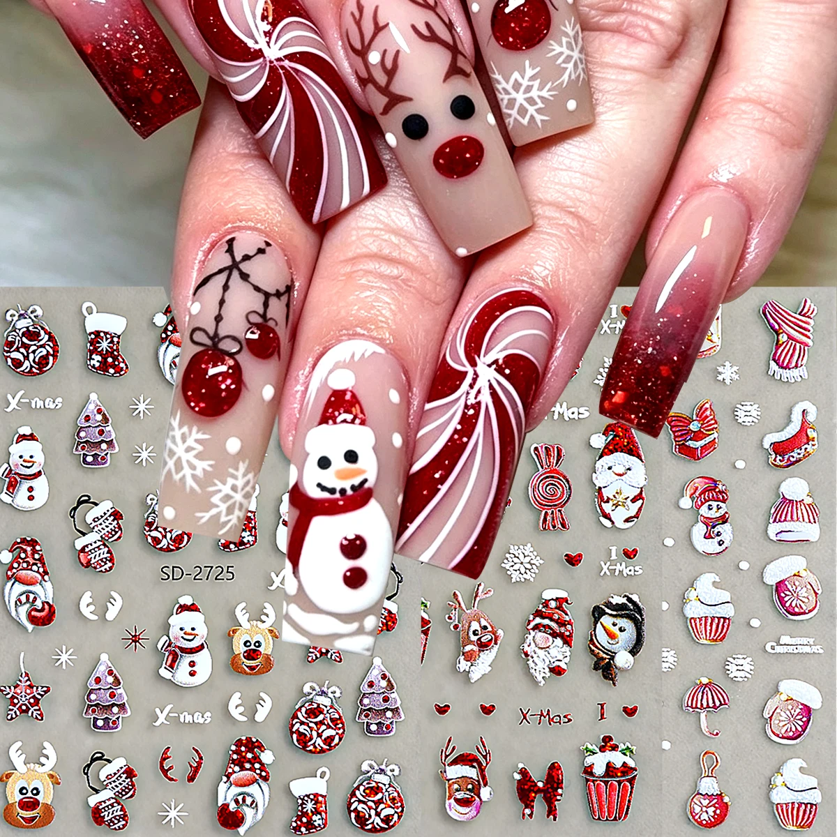 3D Christmas Nail Art Stickers - Nail Art Xmas Tree review and price