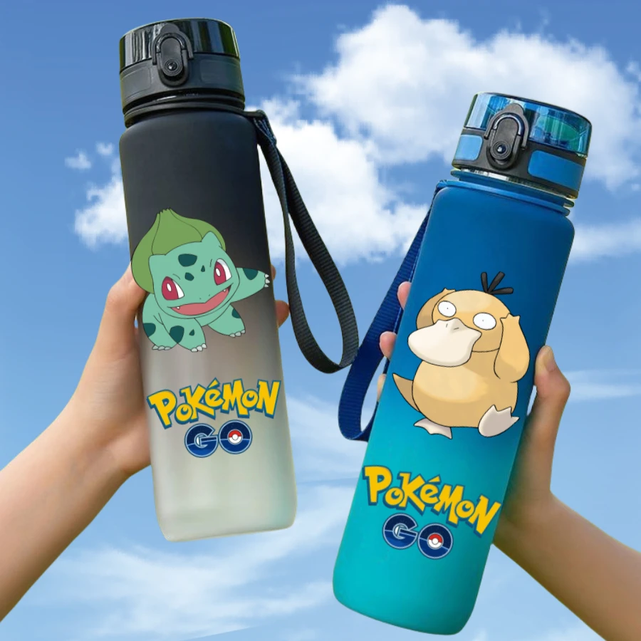 650ML Anime Pokemon Sports Water Bottle Pikachu Cartoon Print Water Cup Portable Kids Outdoor Sports Leak Proof Drinking Bottle