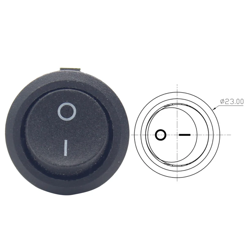 Leci RS601 250V 6A SPST on off Green RED BLUE Yellow light 23mm Round Rocker Butten  Switches  RS601C-1010011