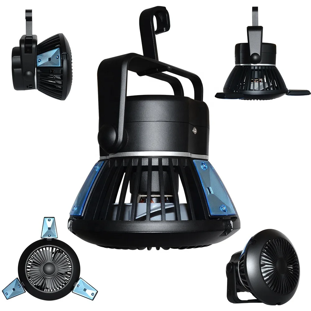 Linterna LED portátil para acampar con ventilador de techo, luz de tienda recargable por energía Solar y USB para acampar al aire libre y senderismo