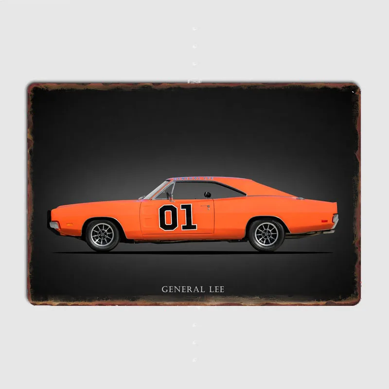 The General Lee Classic Car Vintage Poster Metal Sign Kitchen Bathroom Room Decor Wall Decor Tin Vintage Home Decoration