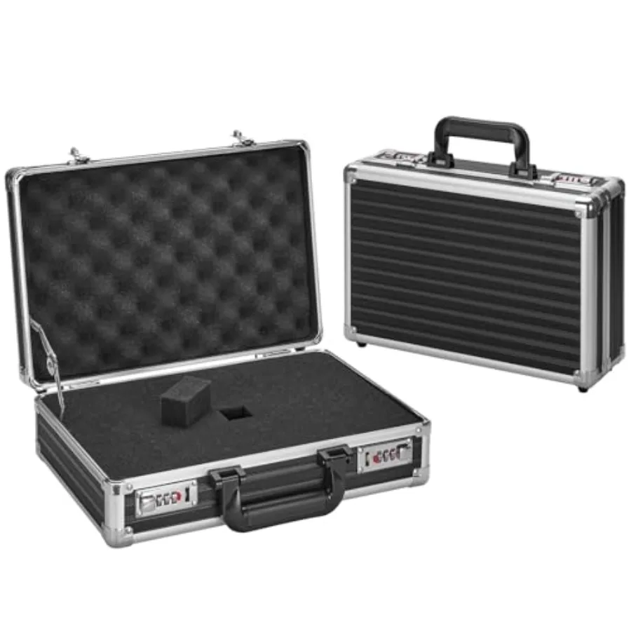 

Security Lock Boxes - 14.2 x 9.4 x 4.5 Inch Portable Locking Storage Totes with Dual Combination Locks Medicine Lock Box Lock B
