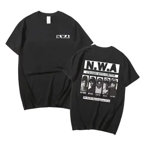 2025 New Rapper Ice Cube MC Ren Dr. Dre DJ Yella Tshirt Gangsta Rap N.W.A NWA Music Group Cotton T-shirt Men Hip Hop Tee Shirt