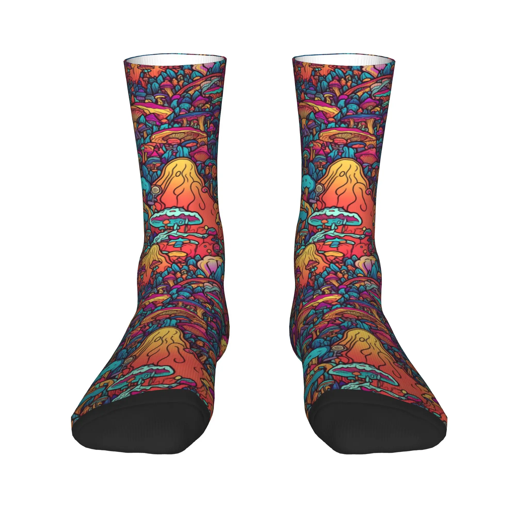 

Magic Mushroom Trippy Psychedelic Goth Mens Crew Socks Unisex Fun 3D Print Dress Socks