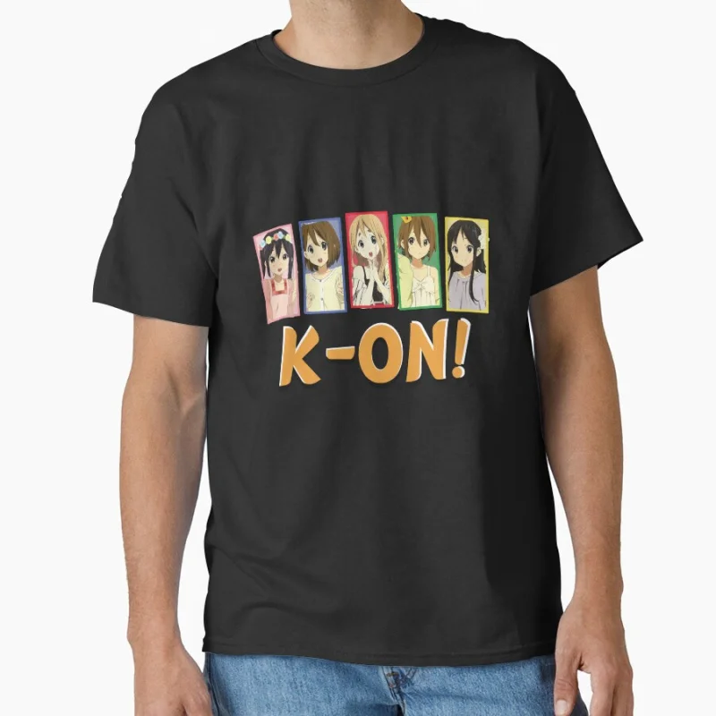 

K-on! 80s vintage cute girls Anime T shirt for men 100% cotton print Large size gift tops S-6XL mens clothing