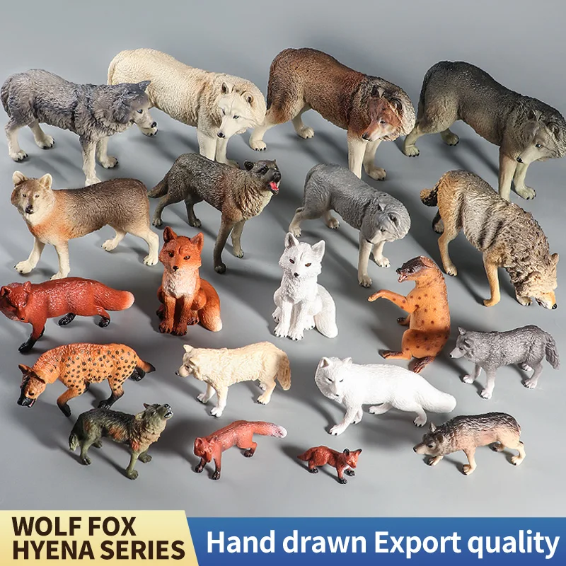 Educational Forest Animals Toy Figurines Set - Wolf Fox Hyena