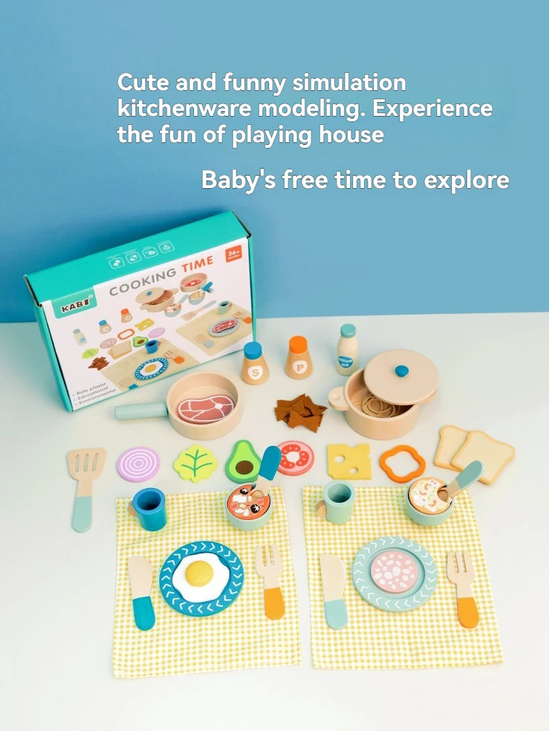 Holzspielzeug für Kinder, Simulationsküche, frühkindliche Bildungsspielzeuge, Kochgeschirr, Töpfe, Pfannen, Rollenspiel, Essen, Rollenspiele – Detail 5