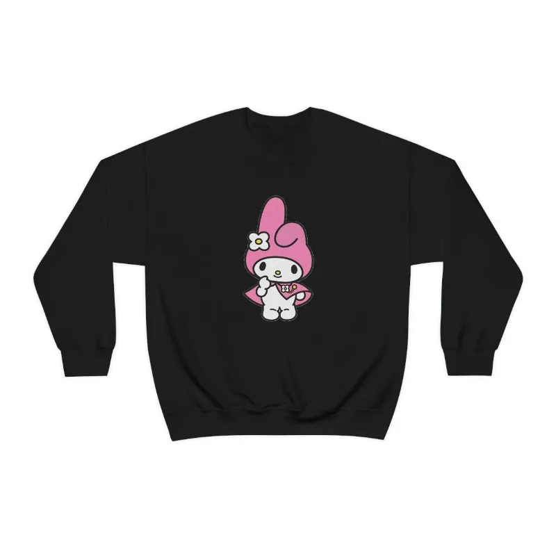 Sweat-shirt à col rond mélangé épais pour hommes et femmes, mignon My Melody, taille adulte, sweat à capuche pour hommes et femmes
