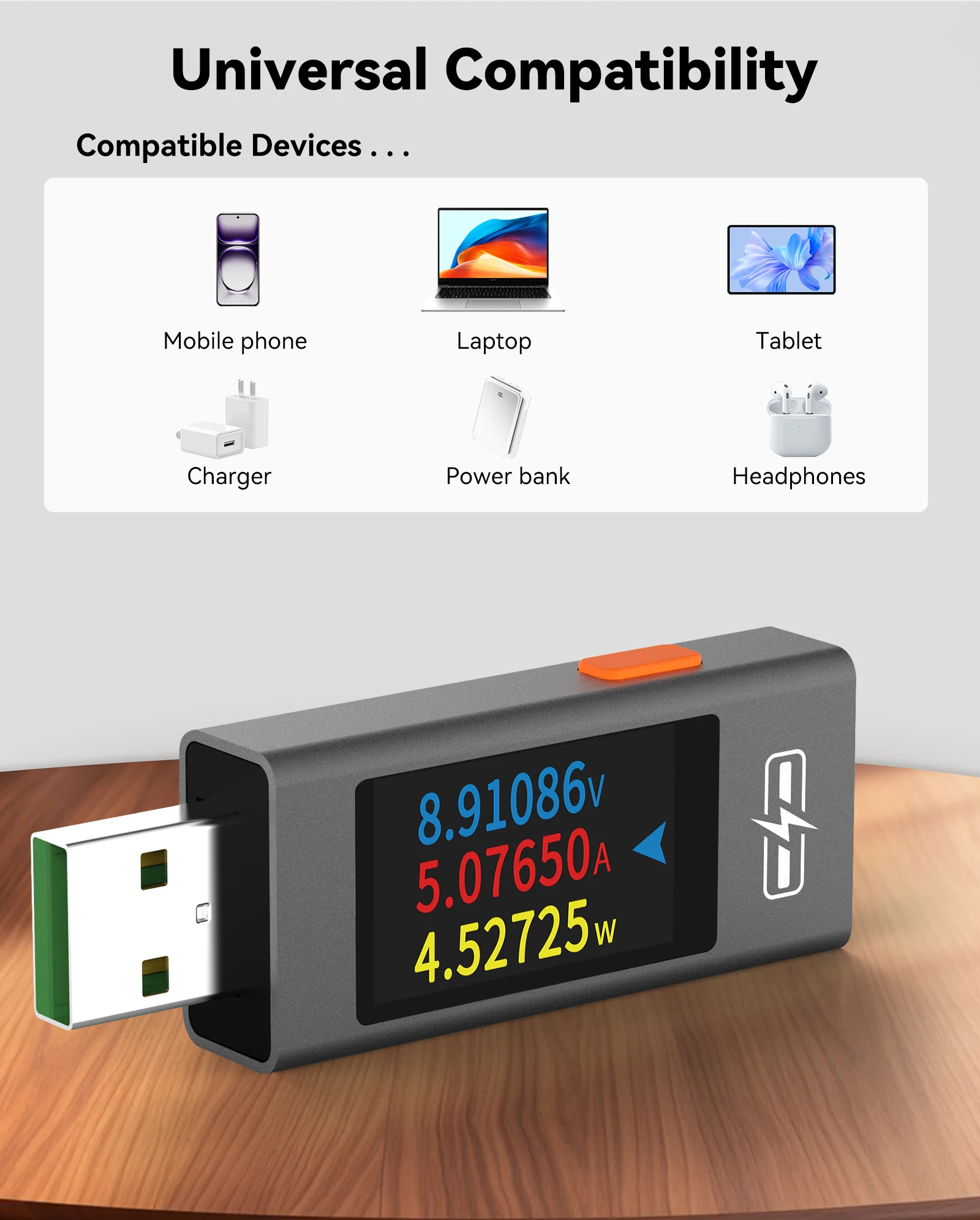 UT02C UT03C Typ-C Tester Multifunktions-Digitalanzeige DC Spannung Strom Leistungsmesser Telefon Ladetester DC 4-30V 0-12A – Detail 26