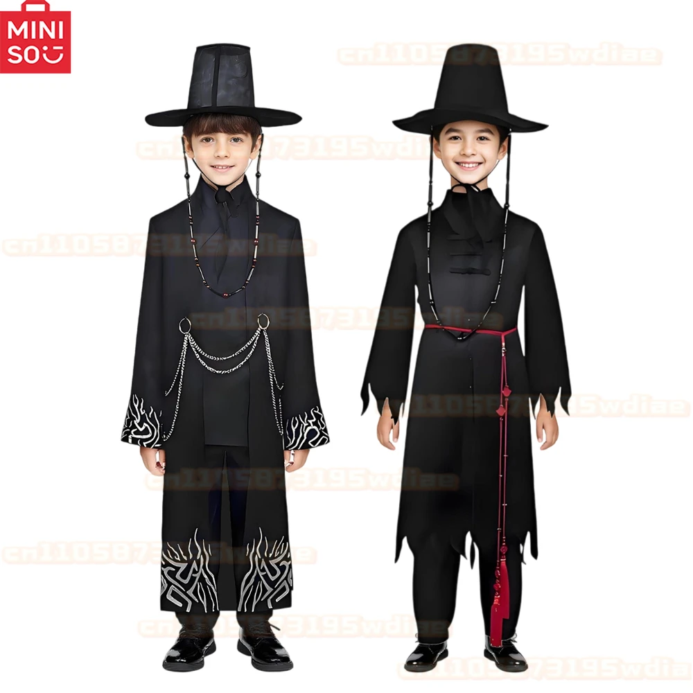 

MINISO Boy Kpop Demon Hunter Saja Boys Jinu Cosplay Kids Costume Hat Set Fantasia Clothes Children Child Roleplay Halloween Suit