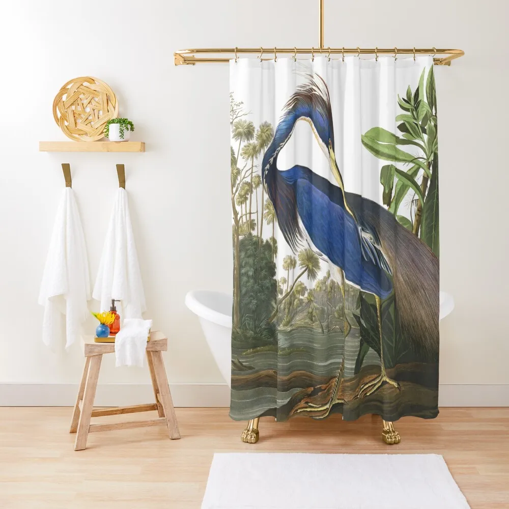 Louisiana (Tri-colored) Heron by John James Audubon Shower Curtain Bathroom Accessory Luxury Bathroom Shower Curtain