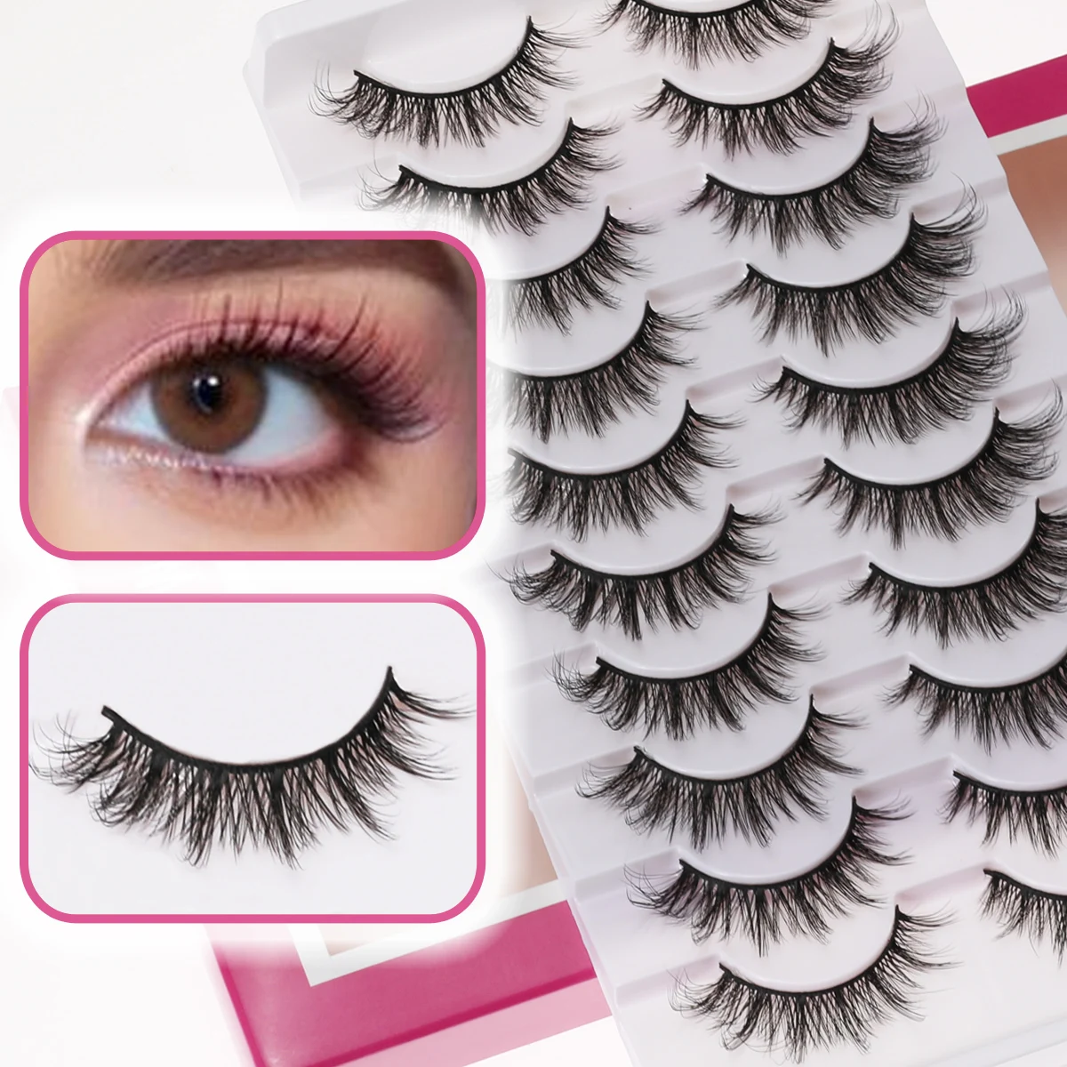 Xuanfeiwu フルストリップ ふわふわコスプレ用 厚めアニメつけまつげ 外側の角が細く伸びる 自然でリアルなつけまつげ ナチュラルメイクツール キャットアイ フォックスアイ つけまつげ