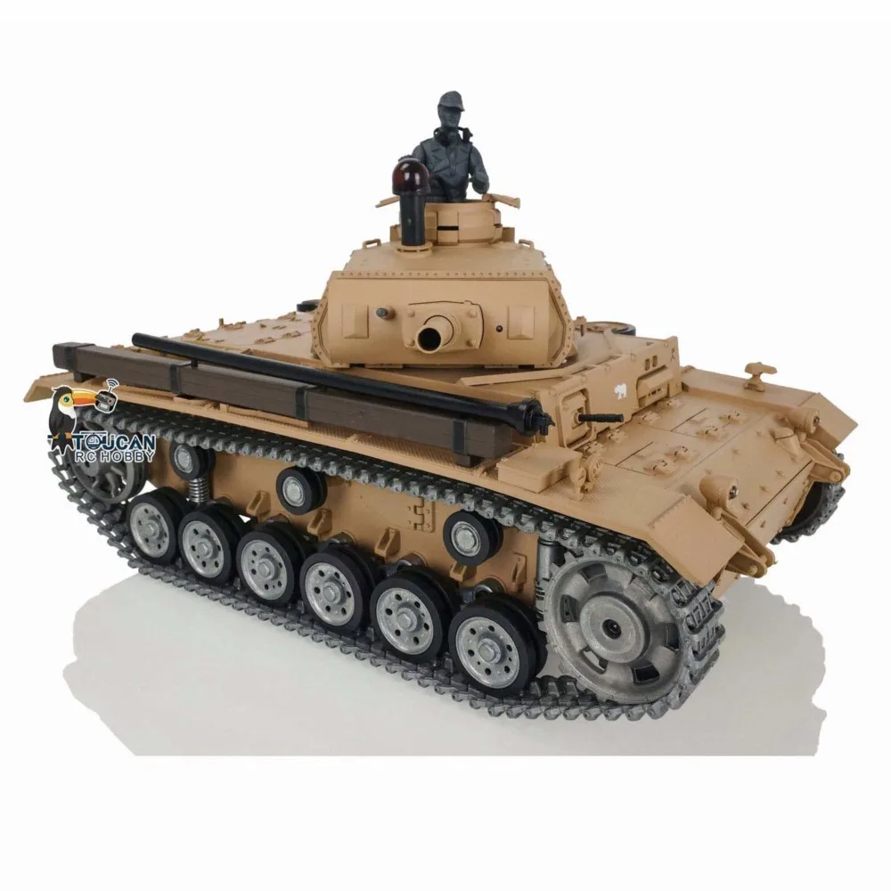 Heng Long 1/16 Scale 7.0 Verbesserter deutscher Panzer III H RTR RC Kampfpanzer 3849 Metallketten Funksteuerung Panzer Auto Geschenk TH17366