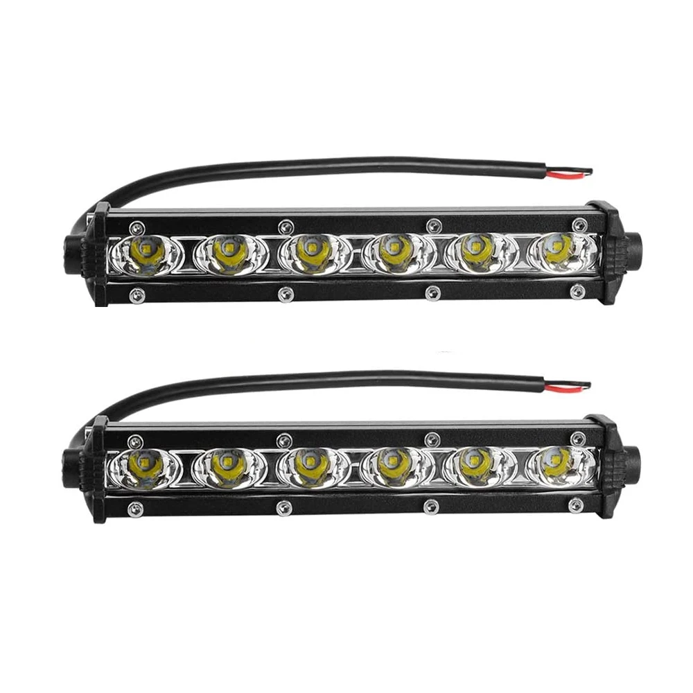 2* 9-24V 18W Single Row Led Light Bar LED Work Light Bar 6D Lens Fog Driving Lamp Fit for Trucks Off-road ATV UTV SUV Boat