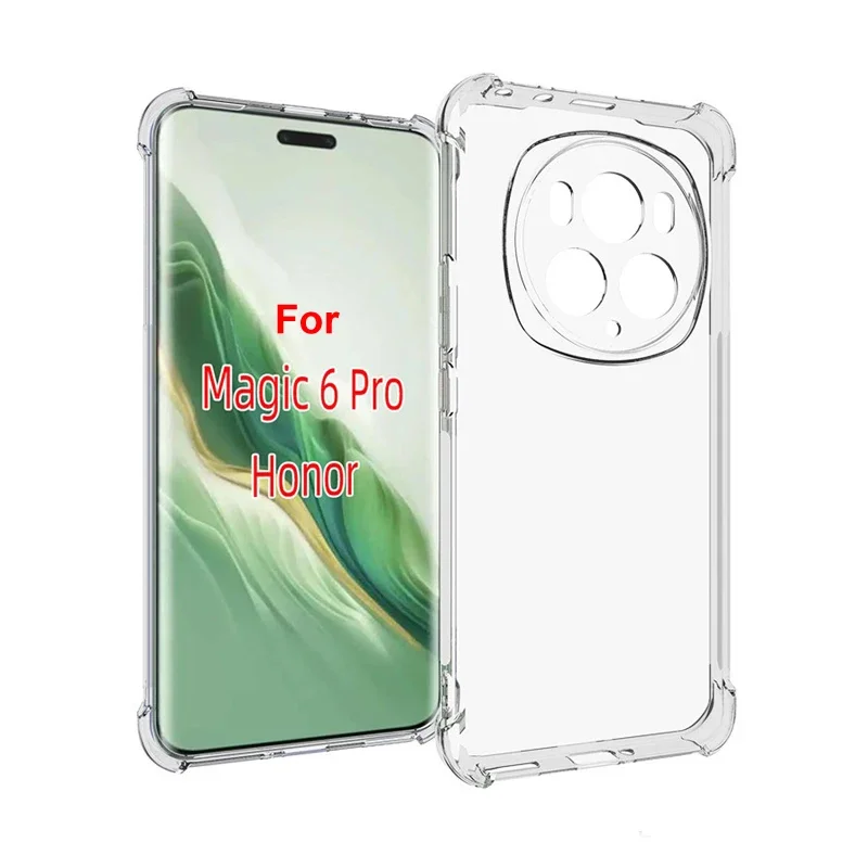 

For Honor Magic 6 Pro Case Shockproof Soft TPU Airbag Full Protection Transparent Clear Cover for Honor Magic6 Pro