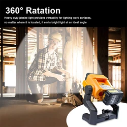 in Stock Lampe Portable Spotlight Led Work Light Rechargeable Black&Decker li-ion Battery Light For DeWalt Makita Ryobi 18V 20V