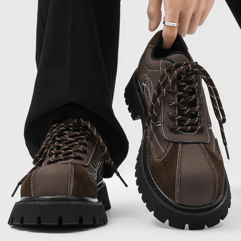 Versatile Men's Spring Autumn Casual Comfortable Low Top Men's Shoes Thick Sole Elegant Simple Retro Big Toe Derby Shoes 38-46