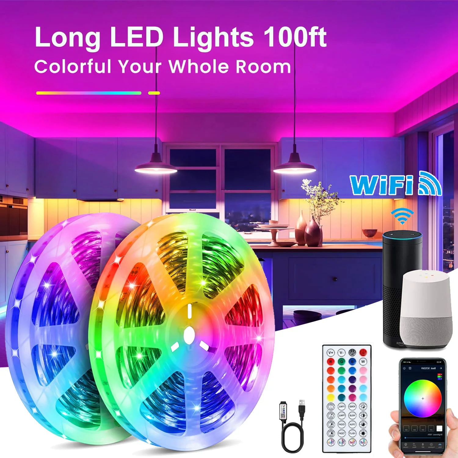 1-30M Usb Adhesive Rgb Led Strip Light With Remote Control 5Volt Wifi Bluetooth Controller Led Band Tape 15M 25M 5M 3M 2M 4Meter