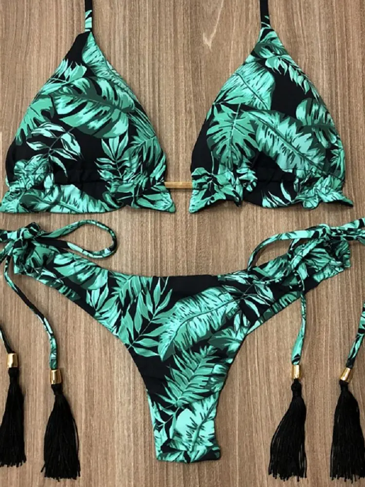RUOTONGSEPT seksi baskı bikini seti kadınlar mayo bandaj iki parçalı mayo brezilyalı Biquínis Beachwear mayo 2023 yeni
