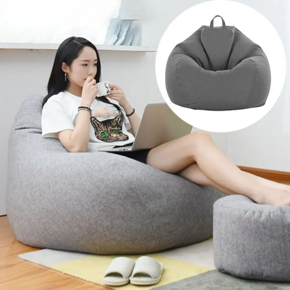 Comfortable Bean Bag Chair Sofa Cover Removable Breathable Lazy Sofa Cover Washable Soft Puff Couch Cover Kids