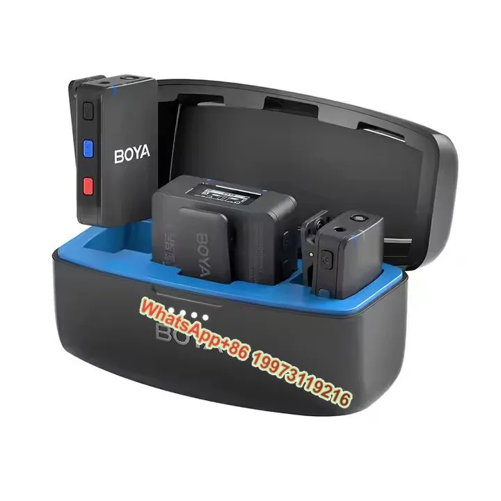 

BOYAMIC Wireless Lavalier Microphone System Compact Lapel Design 2 Transmitters 1 Receiver Noise Cancelling Lav Mic