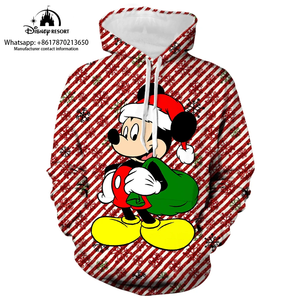 

New Mickey and Minnie Cartoon Christmas Collection Hoodie Women's Streetwear Fall Long Sleeve Disney Branded Casual Sweatshirt