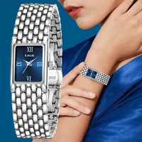 Reloj LIGE plateado para mujer, relojes de pulsera cuadrados de cuarzo para mujer, reloj de oro pequeño de acero inoxidable para mujer, reloj de moda informal de lujo