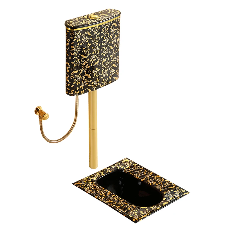 

Black deodorant urinal device Household gold squatting toilet Toilet squatting pit water tank European squatting toilet