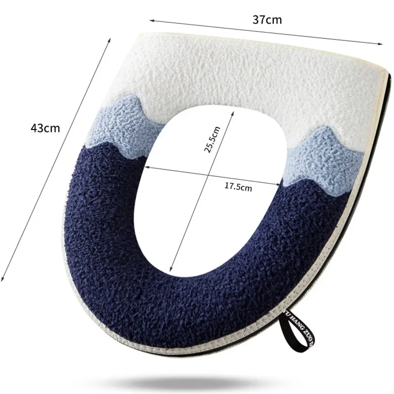 Waterproof Plush Toilet Seat Cover, Universal Model, Ring, Washable, Zipper, Bathroom Mat, Decorative
