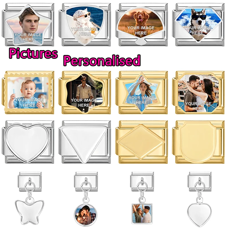 New 2026 Image Custom Family Pets Personalised Photo Pictures Customized Italian Charms Link for 9mm Stainless Steel Bracelet
