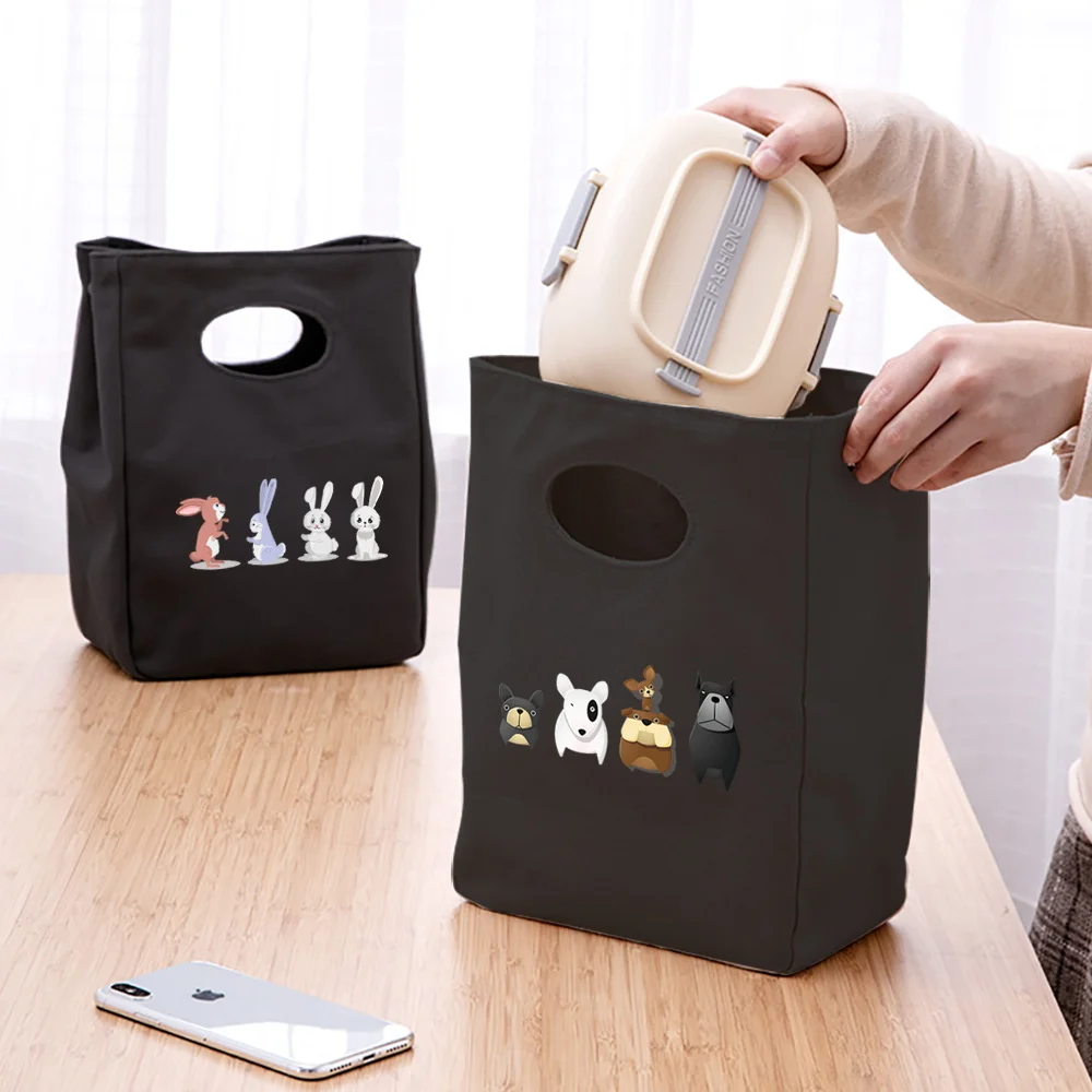 

Lunch Bag Handle Insulation Cooler Bags Cartoon Print Lunch Box Picnic Travel Portable Food Storage Breakfast Thermal Food pouch