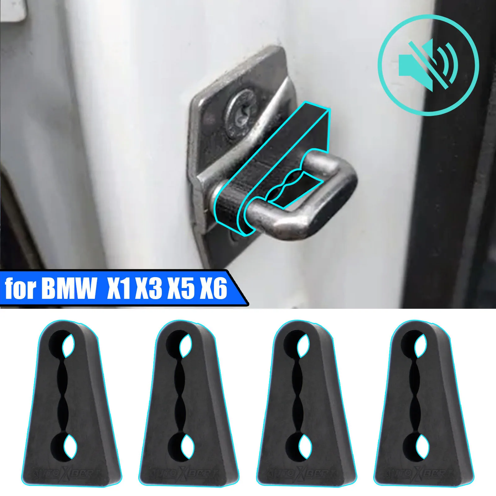 Car Sound Damper Door Lock Buffer For BMW X1 X3 X5 X6 E84 E83 F25 E70 E71 Soundproof Screaks Deaf Seal Deadener Deadening