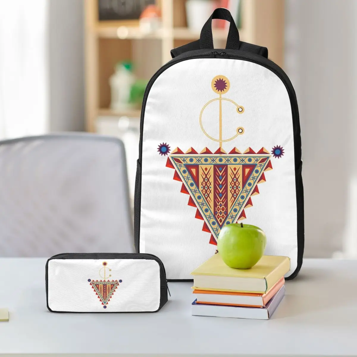 Amazigh Tazerzit Emblem Of The Moroccan Berbers Backpack BookBag School Bag Shoulder Bags 3ps Insulated Lunch Bag Pencil Case