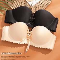 Sexy Vrouwen Strapless Push-Up Bh Trekkoord Verzamelen Onzichtbare Bh 'S Zacht Ondergoed Bralette Tops Effen Kleur Kanten Vrouwelijke Lingerie