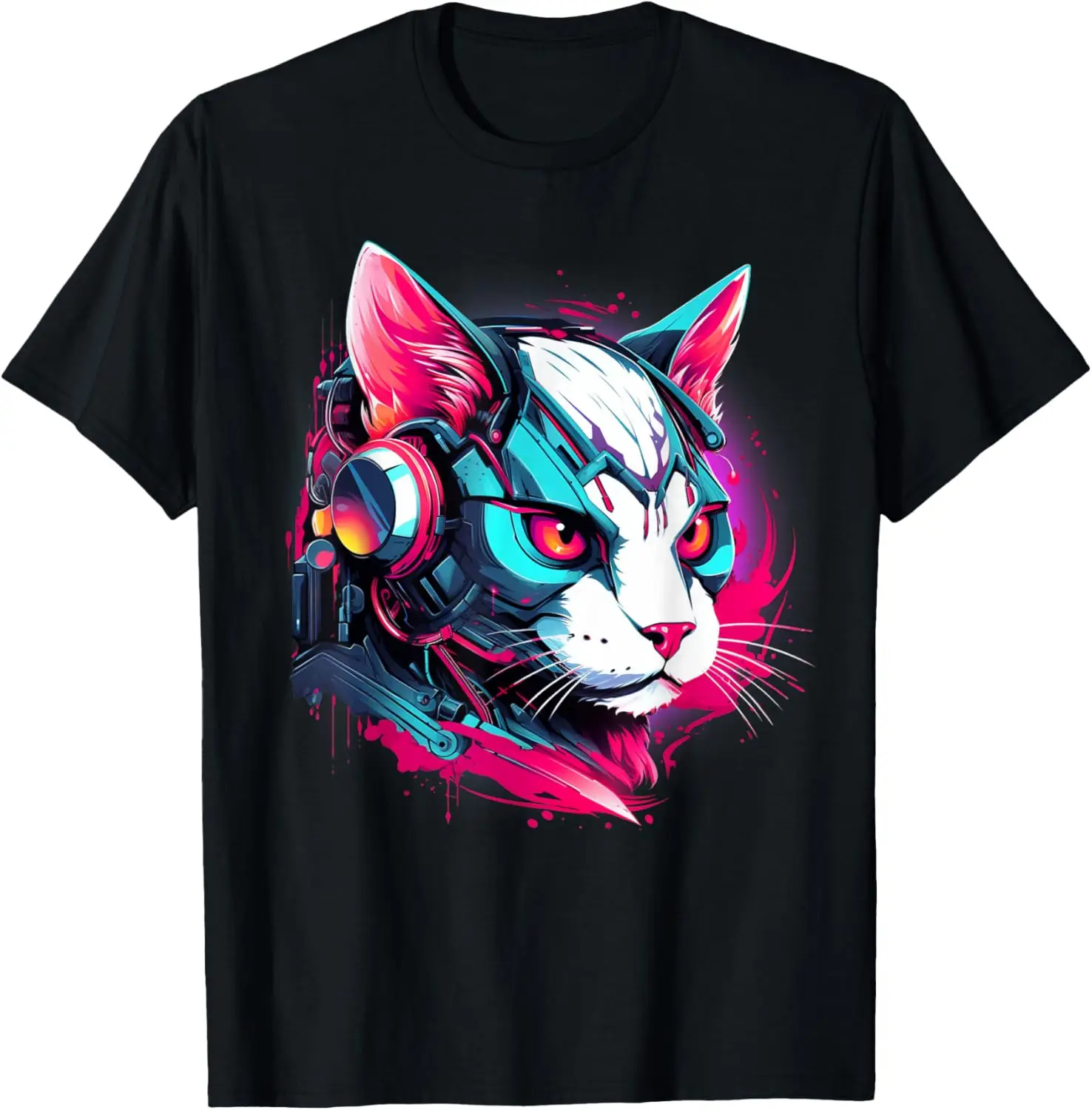 Cyborg Cyberpunk Cat Cybernetic Cat Men Women Kids T-Shirt