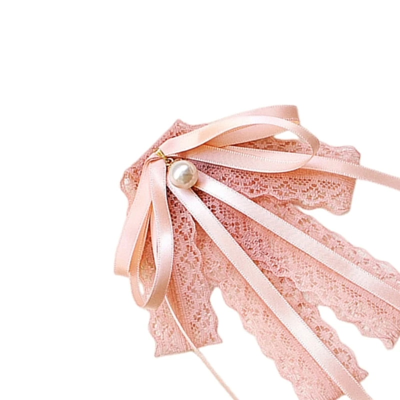 JK 유니폼 진주 레이스 리본 나비넥타이 셔츠 Jabot 칼라 넥타이 Bowknot 브로치