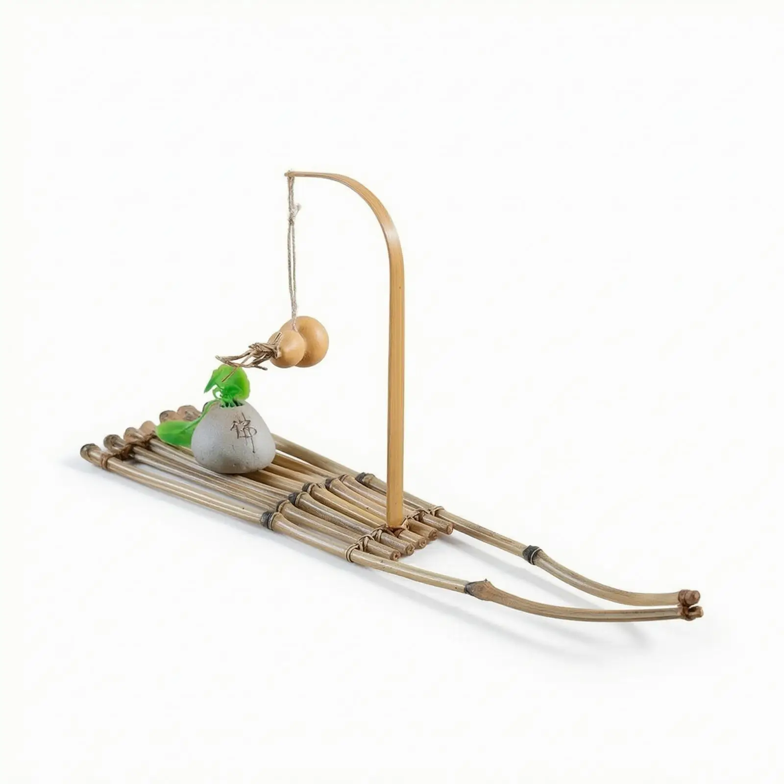 Bamboo Stand with Hanging Ornaments Handmade Bamboo Tea Ceremony Prop Rustic Ornament Display Stand for Photographers, Photo