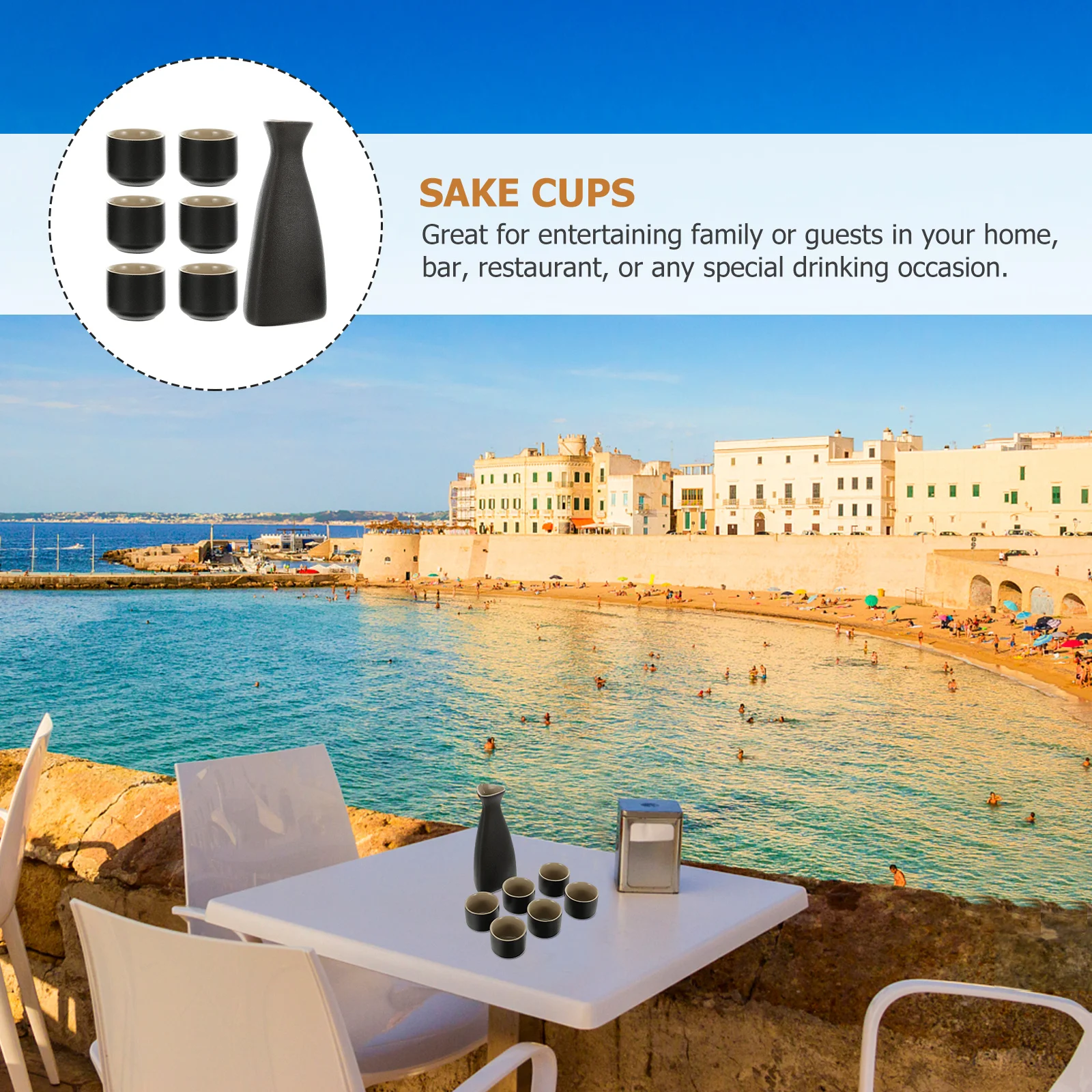 

1Set Sake Serving Cups Ceramic Japanese Style Strong Heat-Resistant for Daily Drink Tea Party Home Bar Holiday Present