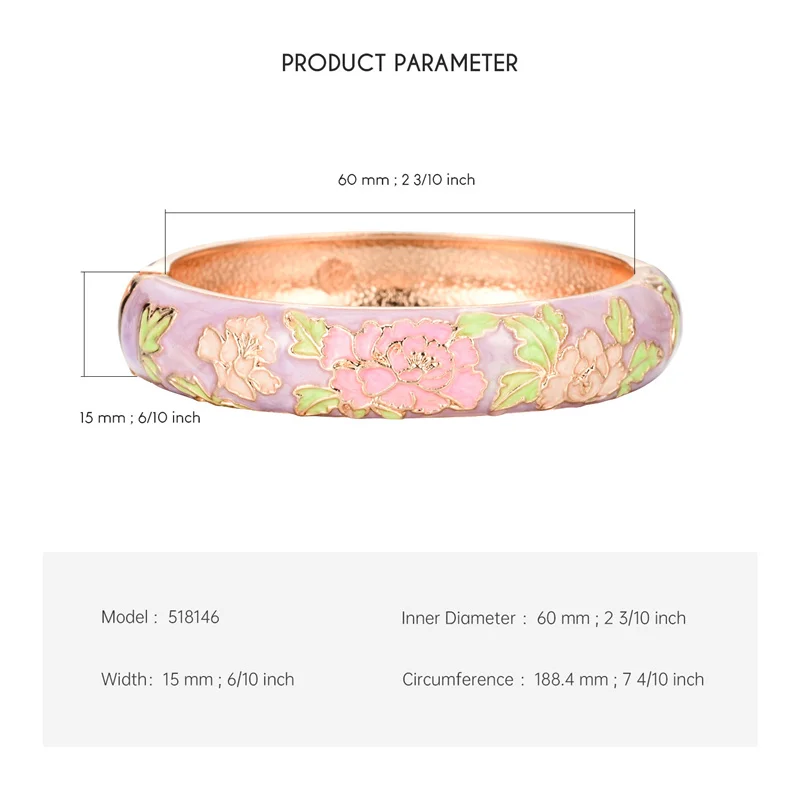 UJOY Enameled Bracelets For Women Chinese Flower Women Bangles Indian Viking Bracelet On Hand African Jewelry Dubai Women\'s Gift