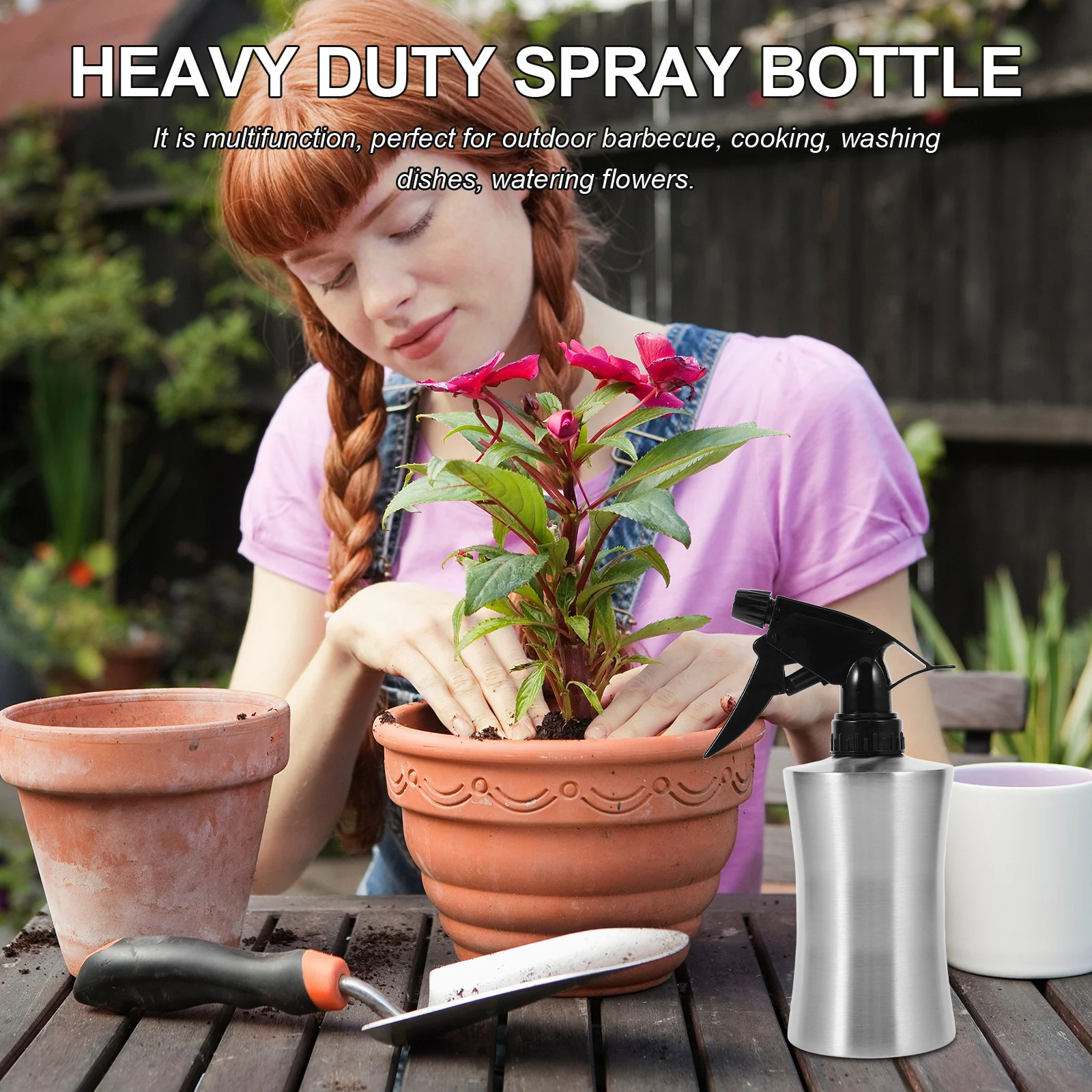 

Stainless Steel Spray Bottle 400Ml Silver Heavy Duty Watering Pot For Cooking Garden Cleaning Outdoor Bbq Dish Soap Dispenser