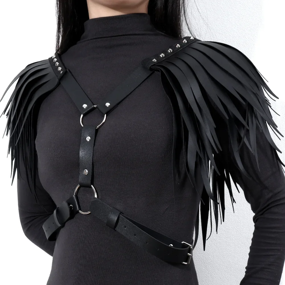 New Fashoin Retro Leather Tassel Shoulder Strap Chest Chain Body Jewelry Men Women Trend Hiphop Punk Party Personality Decorat