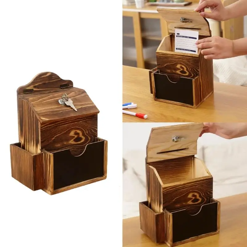 

G6KF Запираемая коробка обратной связи Ручная работа Деревянный дизайн для настенного монтажа в стиле ретро